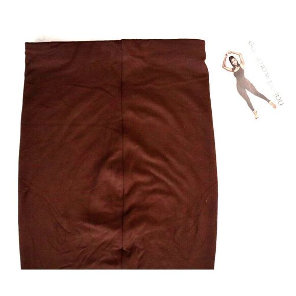 Naked Wardrobe NW-S0044 Women's Sz XS Chocolate Brown Hourglass Midi Skirt - Picture 4 of 8